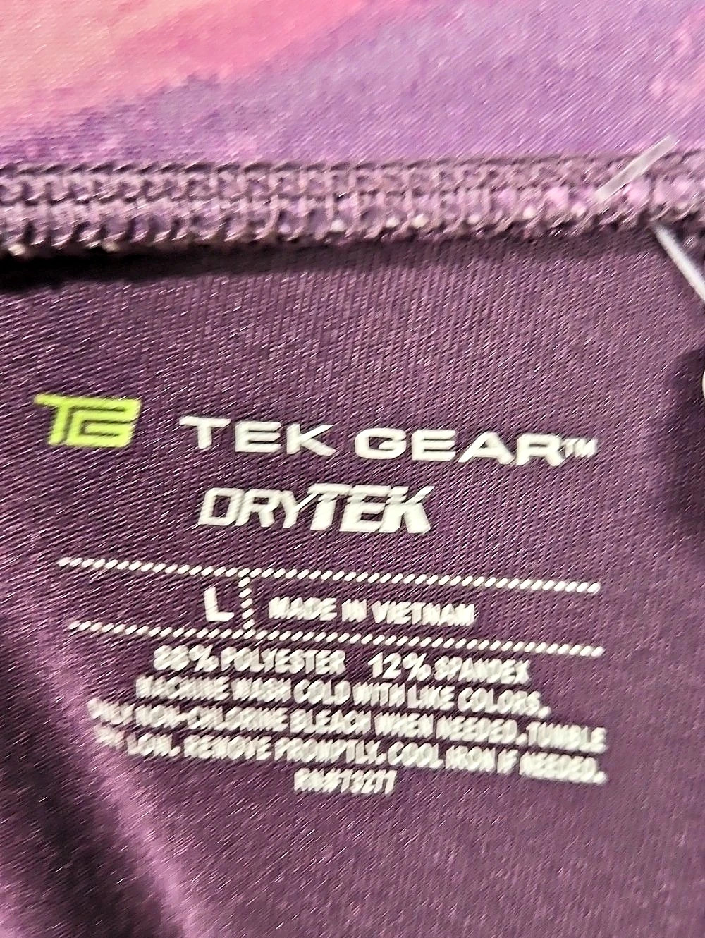 Tek Gear DryTek Abstract Athletic Leggings in Purple & Pink Size Large - Picture 3 of 4